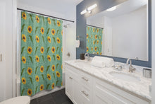 Load image into Gallery viewer, Green Burlap Design With Large Sunflower Pattern Bathroom Shower Curtain
