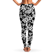 Load image into Gallery viewer, Black and White Hibiscus Flower Hawaiian Pattern Leggings XS - XL Squat Proof
