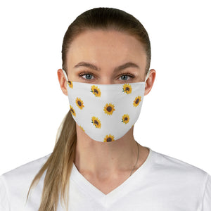 White With Sunflower Pattern Printed Cloth Fabric Face Mask Farmhouse Country