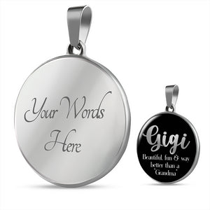 Gigi Pendant Necklace in Black Circle Jewelry With Chain and Gift Box