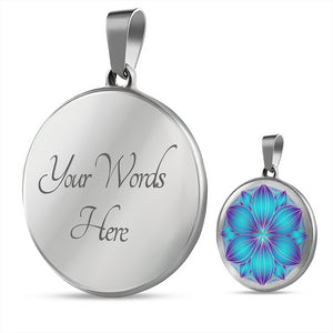 Teal and Purple Mandala Ethnic Boho Necklace Pendant Gift Set In Stainless Steel