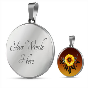 Sunflower Dreamcatcher on Burnt Orange Ombre Round Circle Pendant Necklace Jewelry Gift Set
