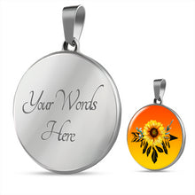 Load image into Gallery viewer, Sunflower Dreamcatcher on Orange and Yellow Ombre Round Circle Pendant Necklace Jewelry Gift Set
