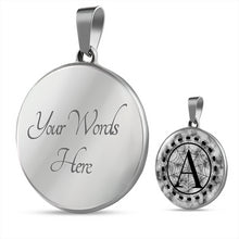 Load image into Gallery viewer, Spider Monogram on Gray Faux Marble Jewelry Stainless Steel Round Pendant Necklace With Chain and Gift Box
