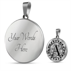 Spider Monogram on Gray Faux Marble Jewelry Stainless Steel Round Pendant Necklace With Chain and Gift Box