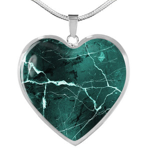Turquoise Marble Design On Heart Shaped Stainless Steel Pendant Necklace