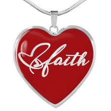 Load image into Gallery viewer, Faith Script On Stainless Steel Heart Shaped Pendant Necklace With 18K Gold Option

