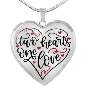 Two Hearts One Love Heart Shaped Pendant Necklace In 18K Gold or Stainless Steel With Chain and Gift Box