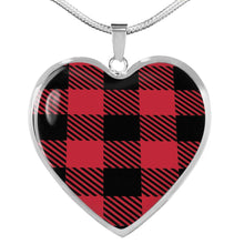 Load image into Gallery viewer, Red Buffalo Plaid Heart Pendant Necklace Stainless Steel
