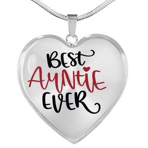 Best Auntie Ever Heart Shaped Pendant Necklace With Chain and Gift Box