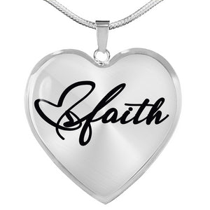 Faith Heart Pendant Necklace In Stainless Steel or 18K Yellow Gold Finish