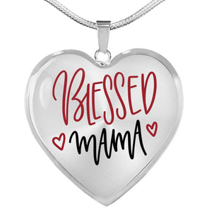 Blessed Mama Pendant Necklace Heart Shaped Stainless Steel or 18K gold with gift box