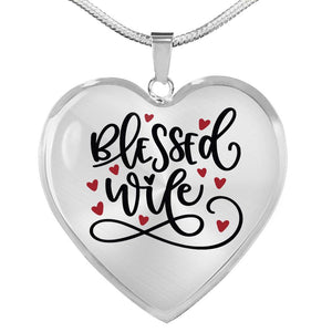 Blessed Wife Pendant Heart Shaped Stainless Steel With Necklace and Gift Box