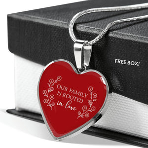 Our Family Is Rooted In Love Red Heart Pendant Necklace