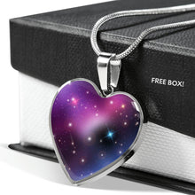 Load image into Gallery viewer, Pink, Purple and Blue Galaxy Stainless Steel Heart Shaped Pendant Necklace Gift Box
