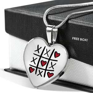 XOXO Heart Shaped Pendant Necklace With Chain and Gift Box