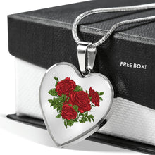 Load image into Gallery viewer, Roses On Stainless Steel Heart Shaped Pendant Gift Set
