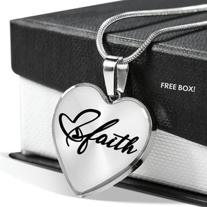 Faith Heart Pendant Necklace In Stainless Steel or 18K Yellow Gold Finish