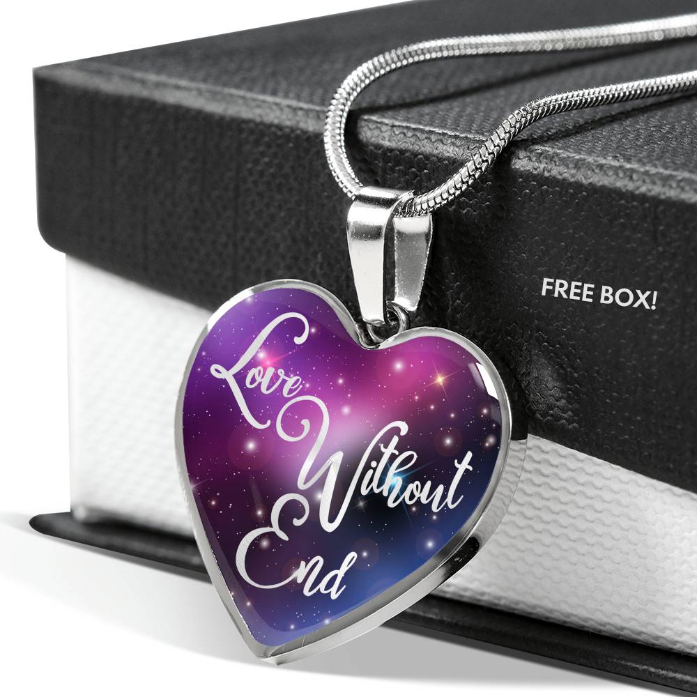 Love Without End Pink Purple Blue Colorful Galaxy Heart Shaped Pendant Necklace