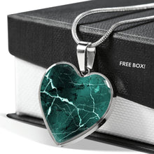 Load image into Gallery viewer, Turquoise Marble Design On Heart Shaped Stainless Steel Pendant Necklace
