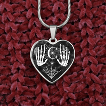 Load image into Gallery viewer, Skeleton Monogram Letter C Heart Shaped Pendant Necklace

