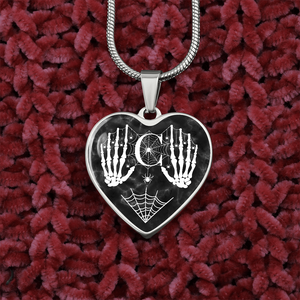 Skeleton Monogram Letter C Heart Shaped Pendant Necklace
