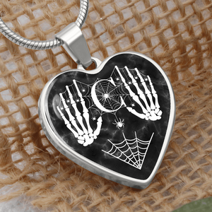 Skeleton Monogram Letter C Heart Shaped Pendant Necklace