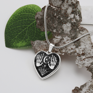 Skeleton Monogram Letter C Heart Shaped Pendant Necklace