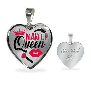 Makeup Queen Stainless Steel Heart Shaped Pendant Necklace Gift Set