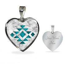 Load image into Gallery viewer, Tribal Ethnic Jewelry White and Turquoise Faux Marble Pendant Necklace Chain Gift Set
