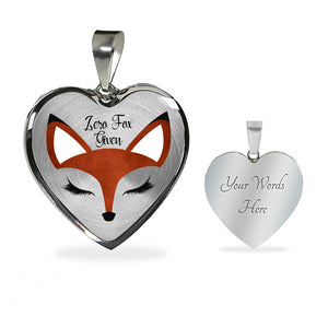 Zero Fox Given Red Fox Heart Shaped Pendant In Silver or Gold