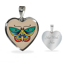 Load image into Gallery viewer, Butterfly Old School Vintage Traditional Tattoo Heart Shaped Pendant Necklace
