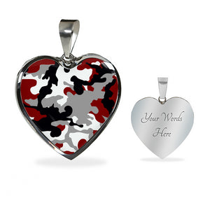 Red, Black, Gray and White Heart Shaped Stainless Steel Pendant Necklace