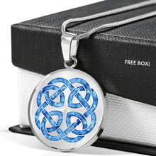 Load image into Gallery viewer, Blue Watercolor Celtic Knotwork Pendant Necklace
