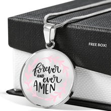 Load image into Gallery viewer, Forever and Ever Amen Light Pink Circle Shaped Pendant Necklace
