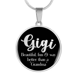 Gigi Pendant Necklace in Black Circle Jewelry With Chain and Gift Box
