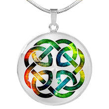 Load image into Gallery viewer, Colorful Watercolor Celtic Knot Necklace Knotwork Pendant
