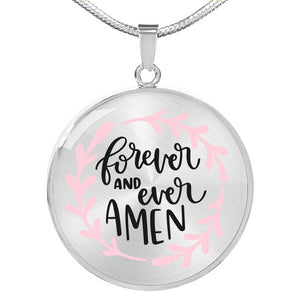 Forever and Ever Amen Light Pink Circle Shaped Pendant Necklace