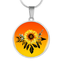 Load image into Gallery viewer, Sunflower Dreamcatcher on Orange and Yellow Ombre Round Circle Pendant Necklace Jewelry Gift Set
