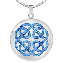 Load image into Gallery viewer, Blue Watercolor Celtic Knotwork Pendant Necklace
