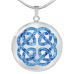 Blue Watercolor Celtic Knotwork Pendant Necklace