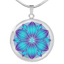 Load image into Gallery viewer, Teal and Purple Mandala Ethnic Boho Necklace Pendant Gift Set In Stainless Steel
