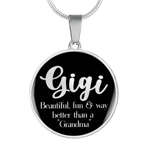 Gigi Pendant Necklace in Black Circle Jewelry With Chain and Gift Box