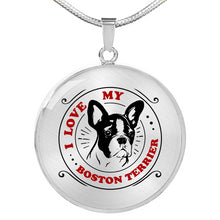 Load image into Gallery viewer, I Love My Boston Terrier Circle Round Pendant and Necklace Gift Set

