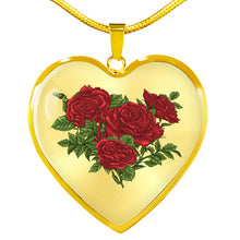 Load image into Gallery viewer, Roses On Stainless Steel Heart Shaped Pendant Gift Set
