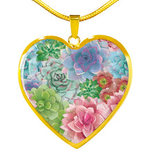 Load image into Gallery viewer, Succulents on Heart Shaped Stainless Steel Pendent Jewelry Necklace With Gift Box and Chain
