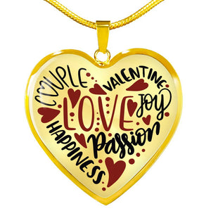 Valentine's Words Love Heart Pendant Necklace With Gift Box