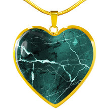 Load image into Gallery viewer, Turquoise Marble Design On Heart Shaped Stainless Steel Pendant Necklace
