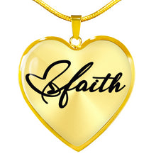 Load image into Gallery viewer, Faith Heart Pendant Necklace In Stainless Steel or 18K Yellow Gold Finish
