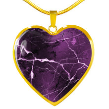 Load image into Gallery viewer, Purple Marble Heart Shaped Stainless Steel Pendant Necklace Gift Set
